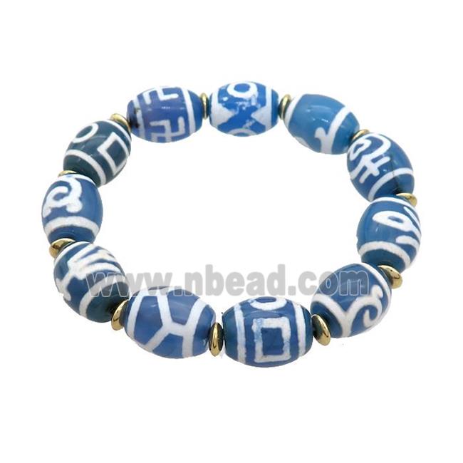 Tibetan Agate Bracelets Blue Stretchy