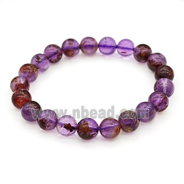 Natural Purple Phantom Quartz Bracelets Cacoxenite Stretchy
