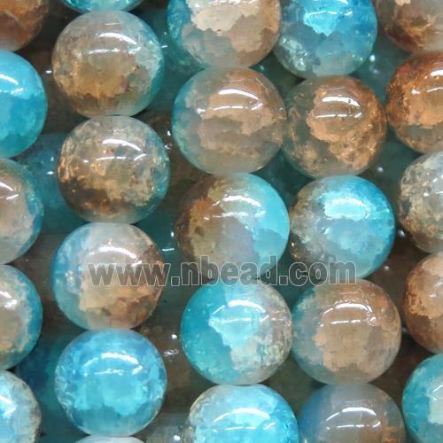 round aqua Crackle Glass beads