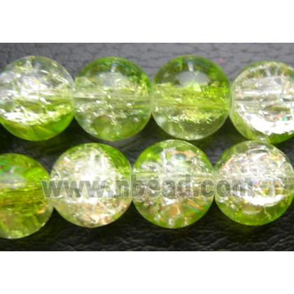 Round Crackle Glass Beads, Olive