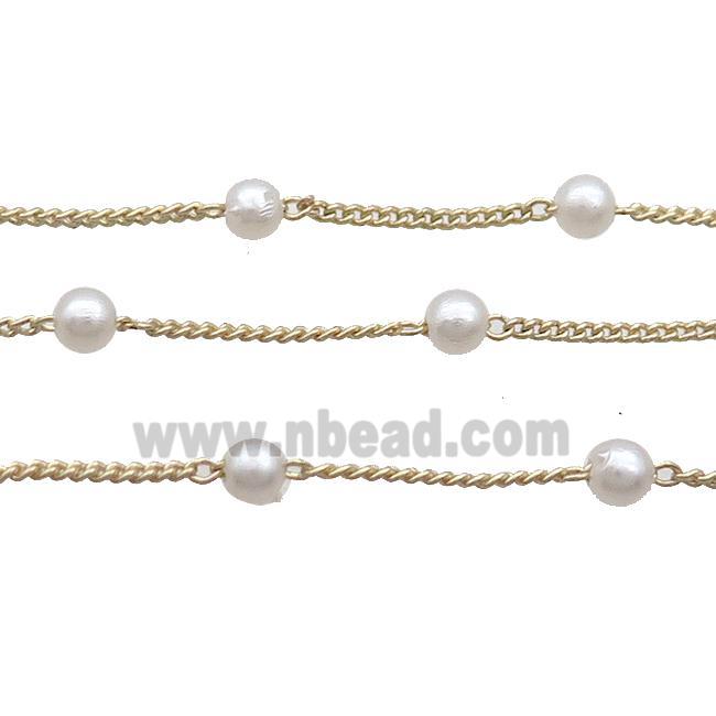 Copper Chain With Pearlized Plastic Gold Plated