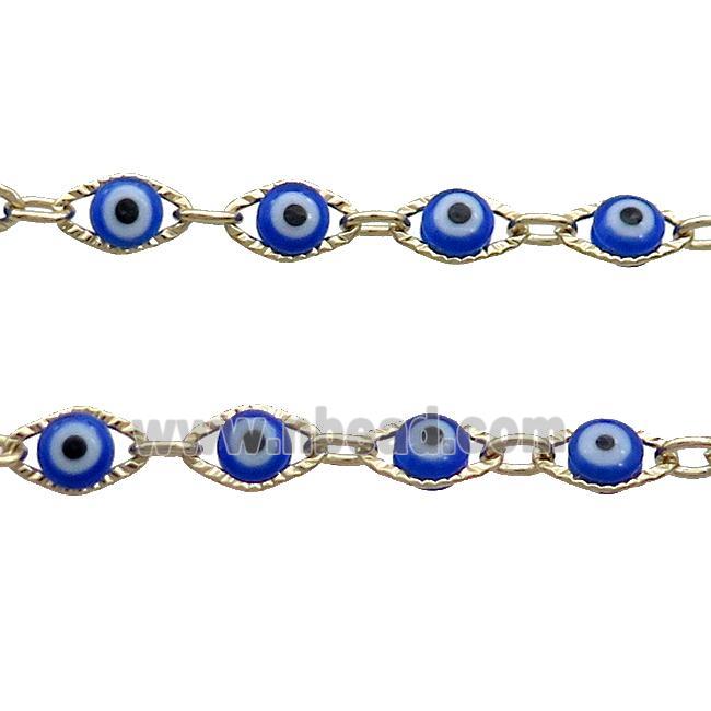Copper Chain Blue Evil Eye Lampwork Gold Plated