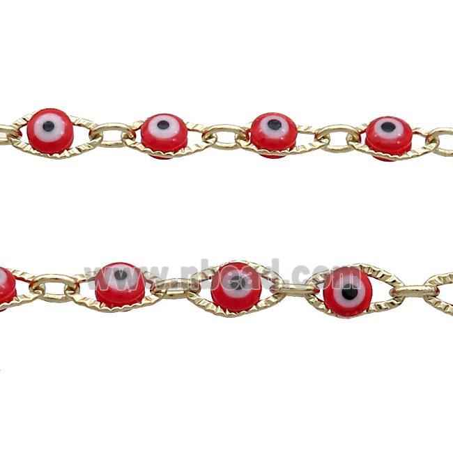 Copper Chain Red Evil Eye Lampwork Gold Plated