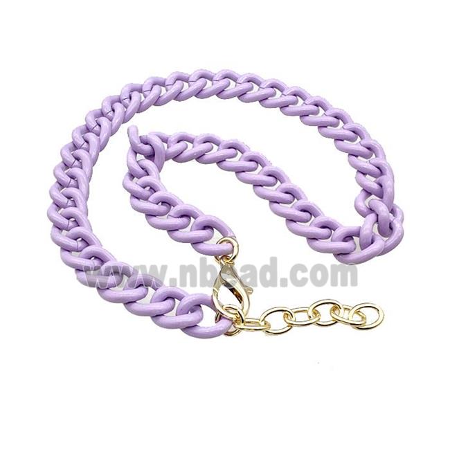 Aluminium Necklace Purple Painted