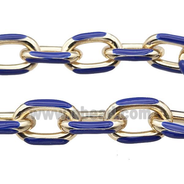 Aluminium Rolo Chain Lapis Blue Enamel Gold Plated