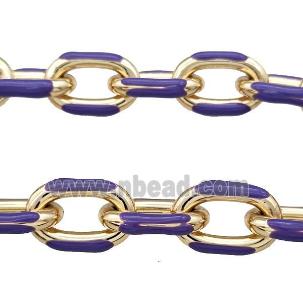Aluminium Rolo Chain Purple Enamel Gold Plated