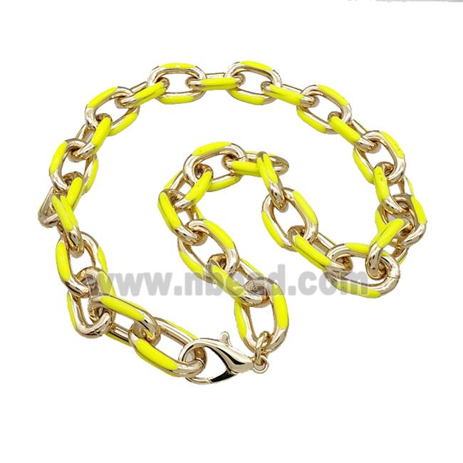 Aluminium Necklace Yellow Enamel Gold Plated