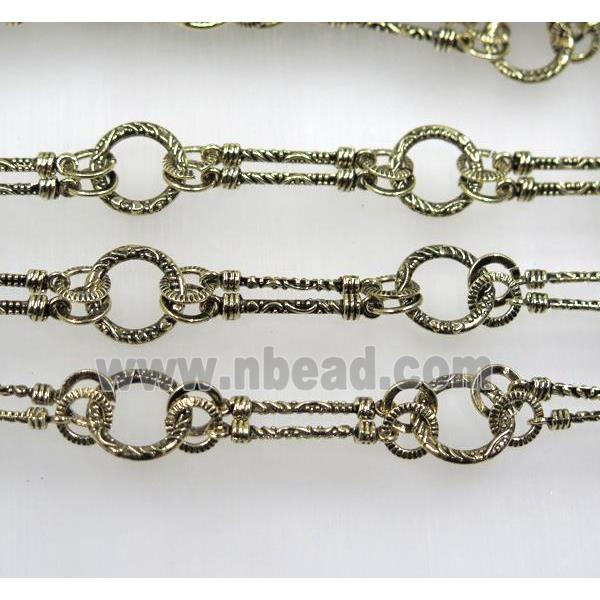 Tibetan silver Alloy Chain, light gold plated