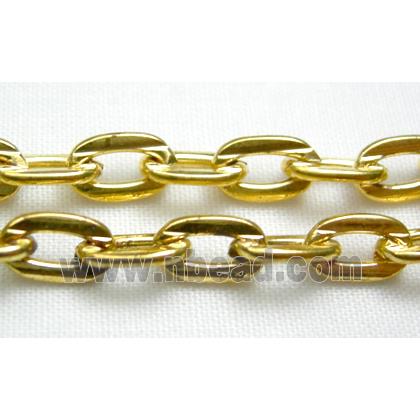 flat link Cable Chain, iron, gold plated