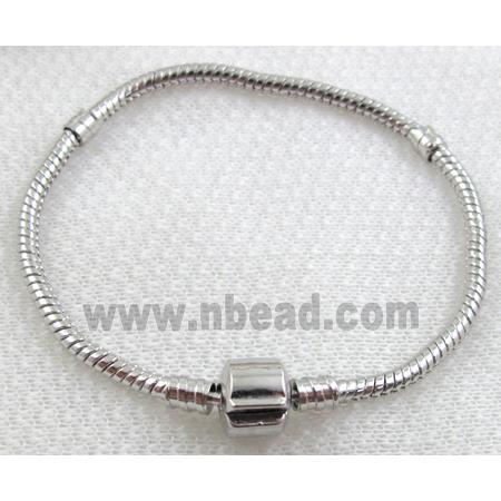 Stopper Bracelet Chain, nickel free, Copper, Platinum Plated