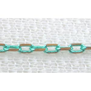 Green Flat Faceted Copper Chain