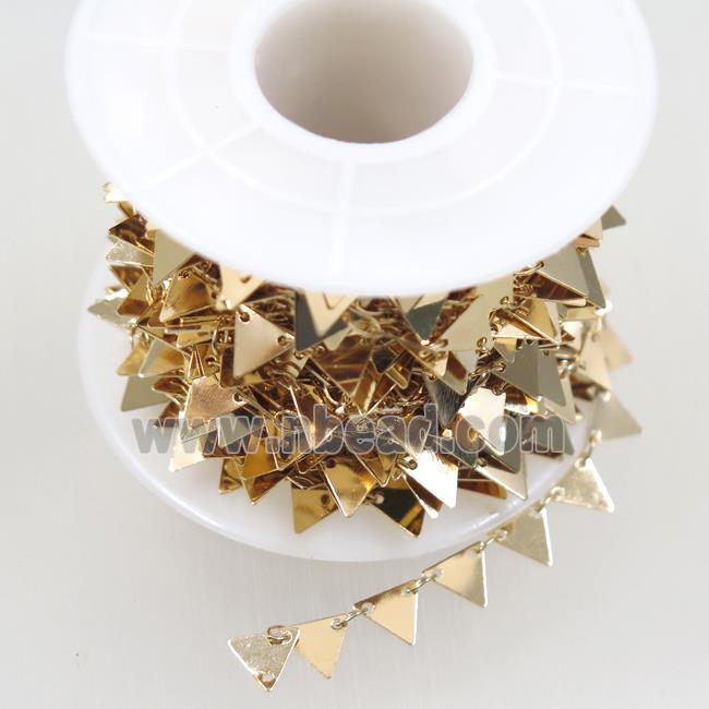 Copper chain, triangle, gold plated