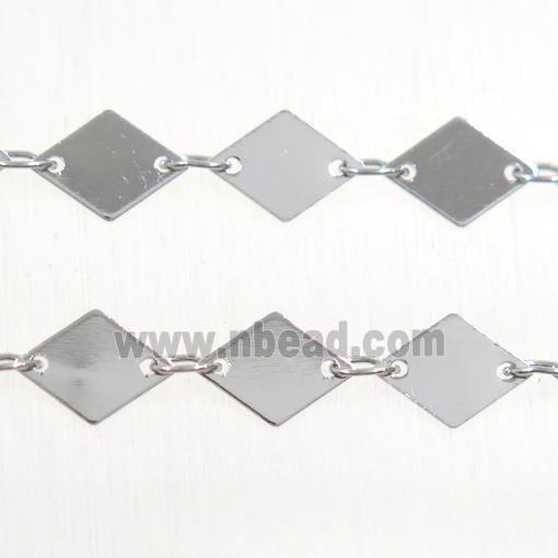 Copper chain, rhombic, platinum plated