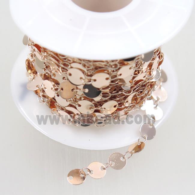 Copper chain, circle round, rose gold