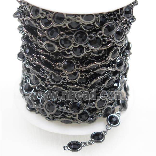 copper chain with black Chinese crystal glass, black plated