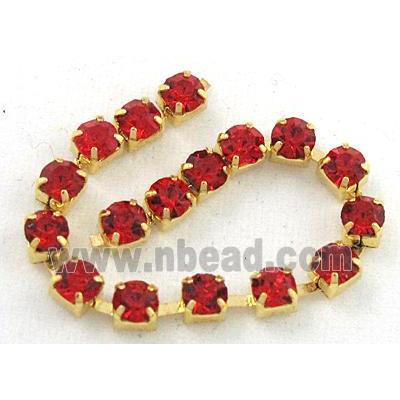 ruby rhinestone chain, gold plated