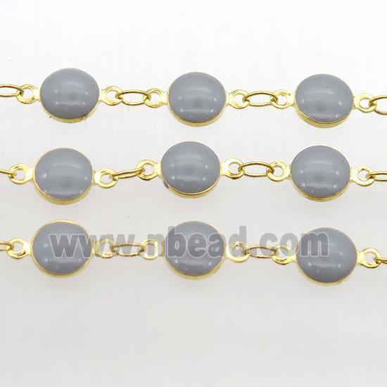 gray Porcelain Glass Chain, gold plated