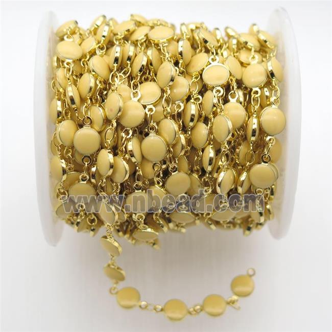 yellow Porcelain Glass Chain, gold plated
