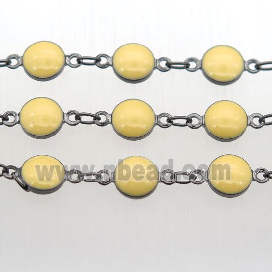 yellow Porcelain Glass Chain, black plated