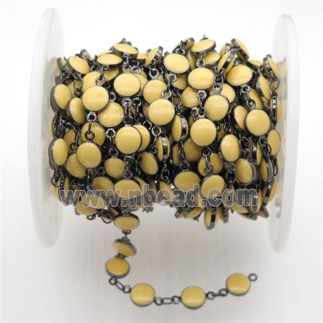 yellow Porcelain Glass Chain, black plated