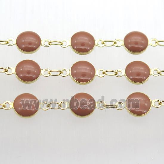 Chocolate Porcelain Glass Chain, gold plated