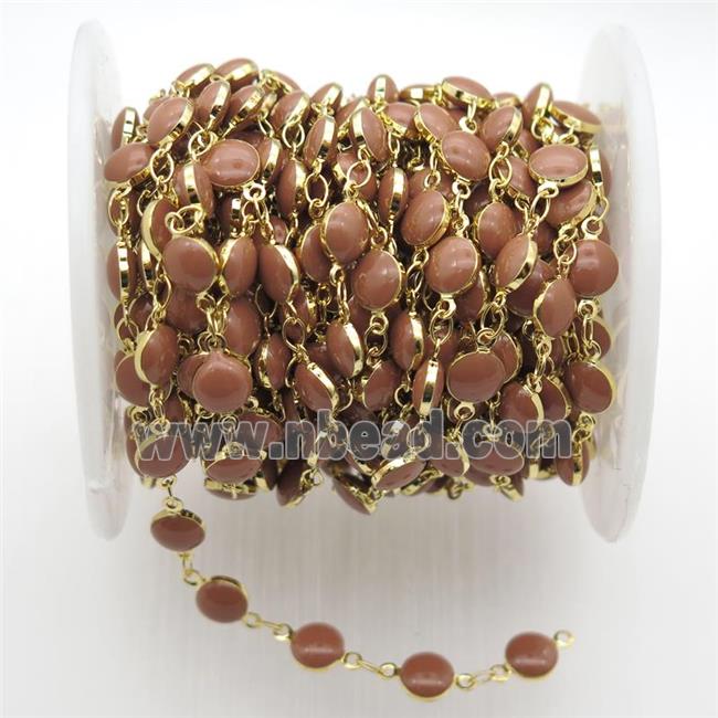 Chocolate Porcelain Glass Chain, gold plated