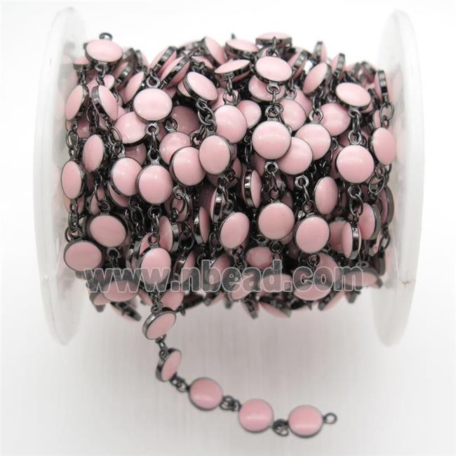 pink Porcelain Glass Chain, black plated