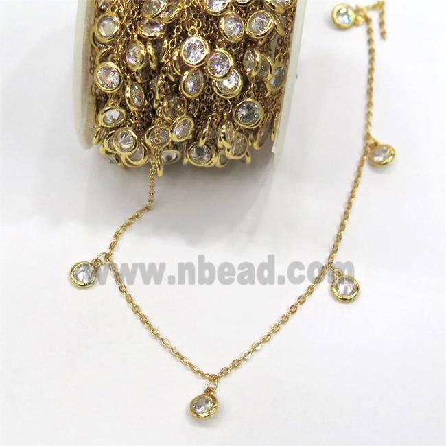 copper chain with zircon, gold plated