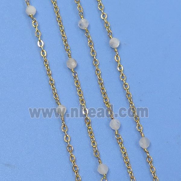 copper chain with white moonstone, gold plated
