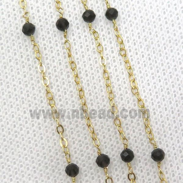 copper chain with Obsidian, gold plated