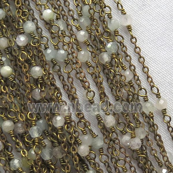 raw brass chain with White MoonStone