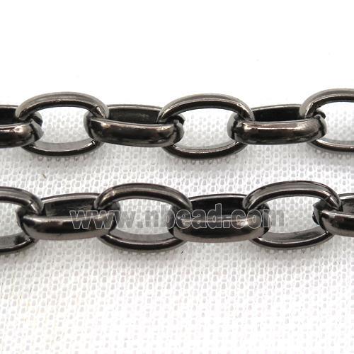 iron Rolo Chain, black plated