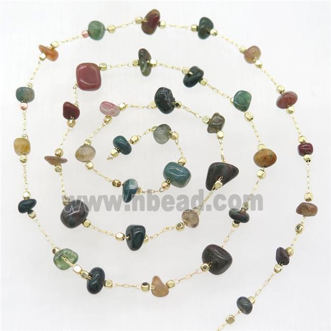 Fancy Agate chip chain, gold plated
