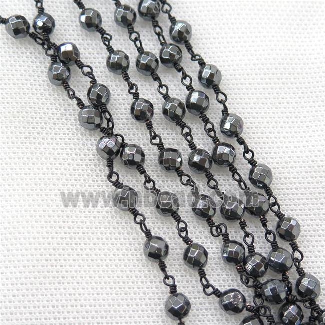 Hematite beaded chain, black plated