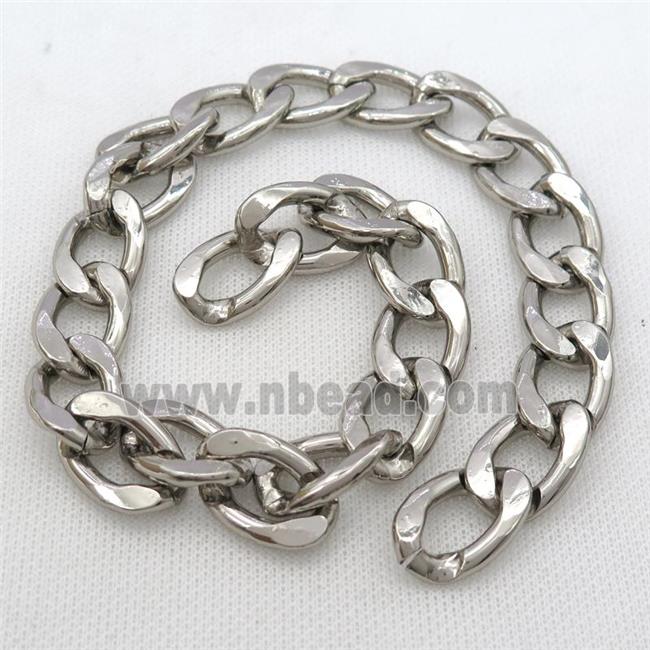 Aluminum curb chain, platinum plated