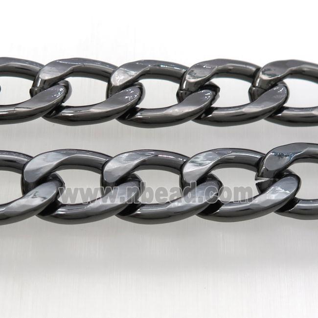 Aluminum curb chain, black gunmetal plated