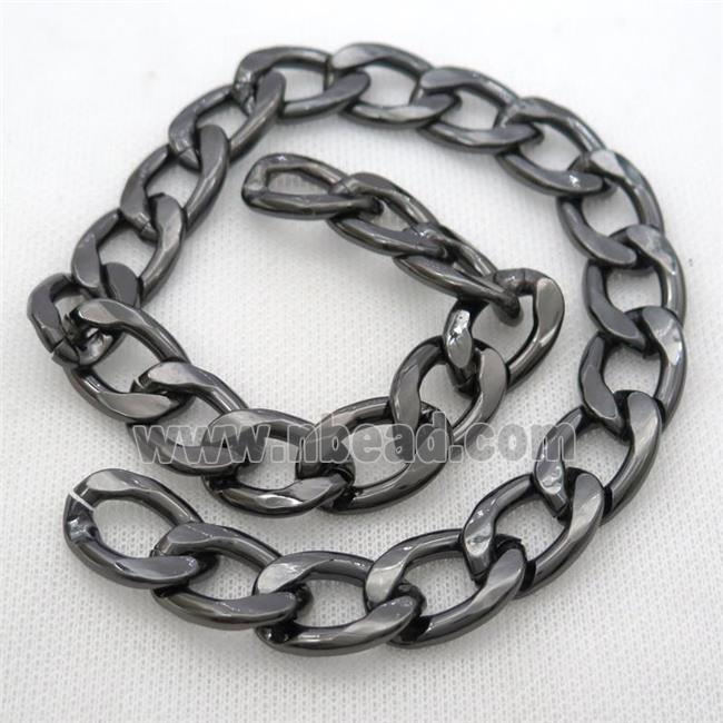 Aluminum curb chain, black gunmetal plated