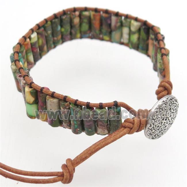 Imperial Jasper bracelet, resizable, multicolor
