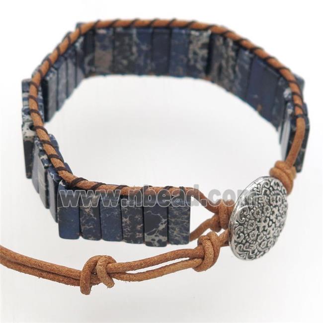 darkblue Imperial Jasper bracelet, resizable