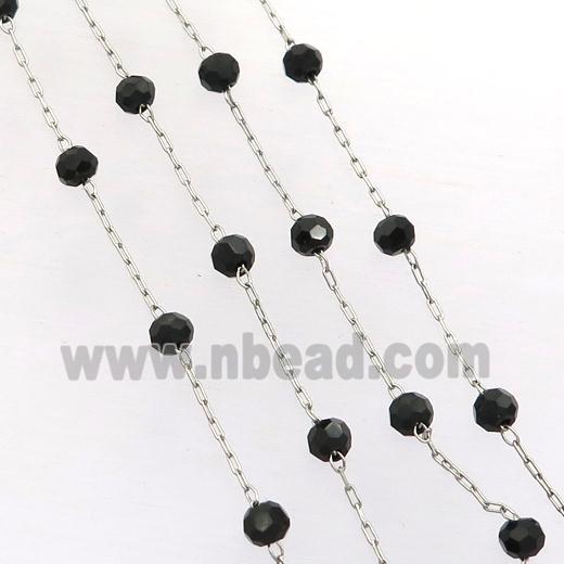 stainless steel chain with black crystal glass