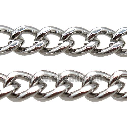iron curb chain, platinum plated