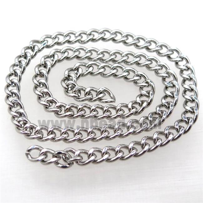 iron curb chain, platinum plated