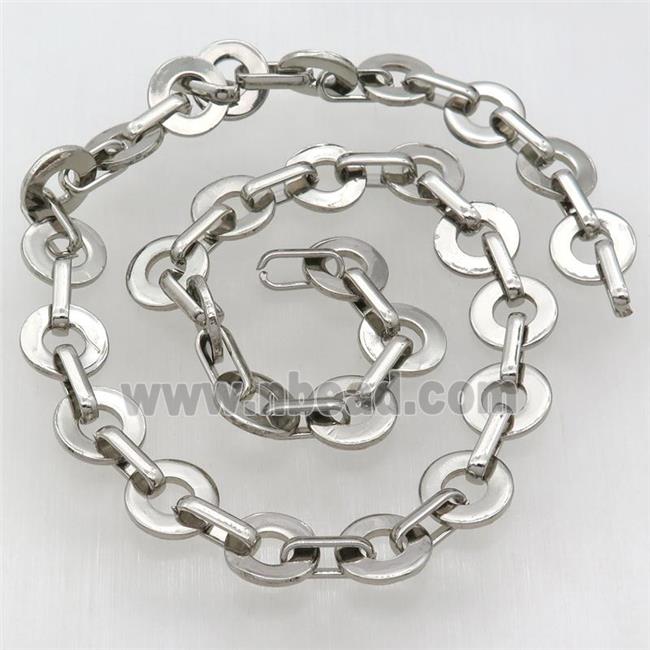 Alloy Chain, circle, platinum plated