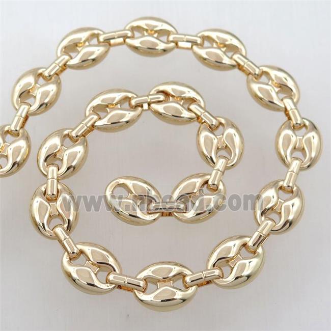 alloy chains, pignose, gold plated
