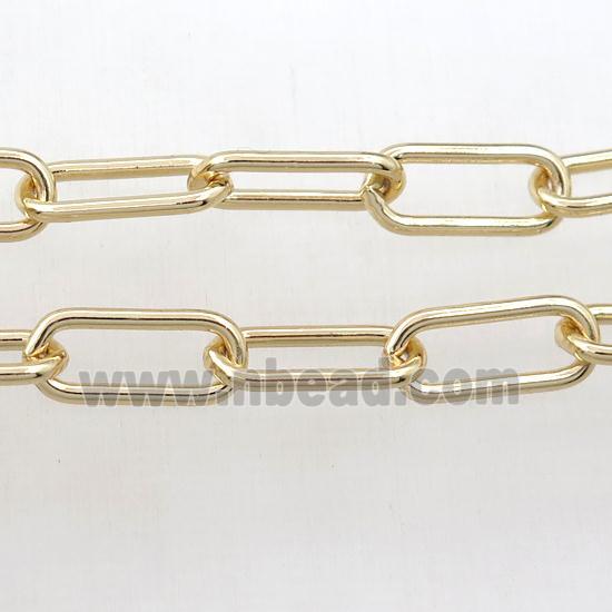 Brass paperclip chain, gold plated