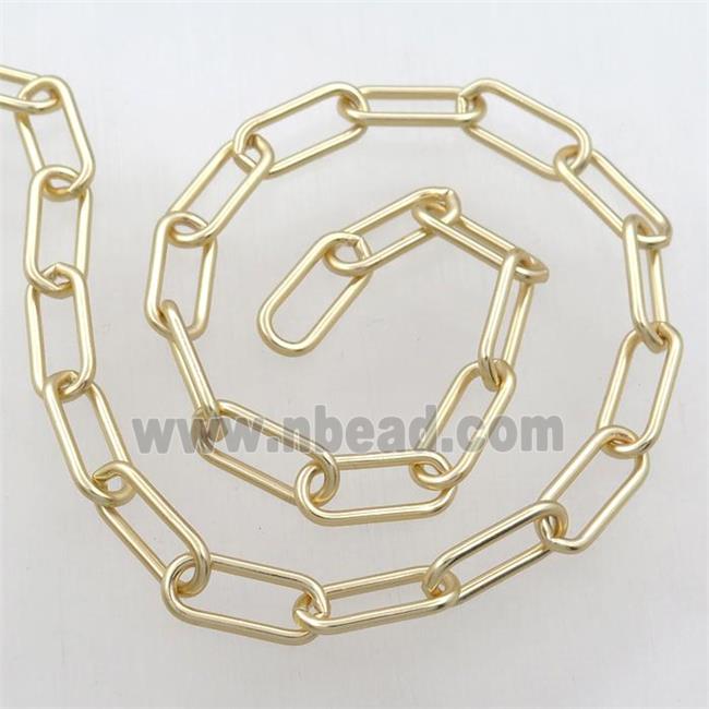 Brass paperclip chain, gold plated