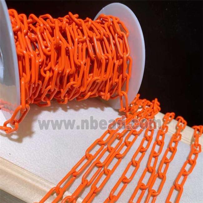 copper paperclip chain with orange fireLacquered