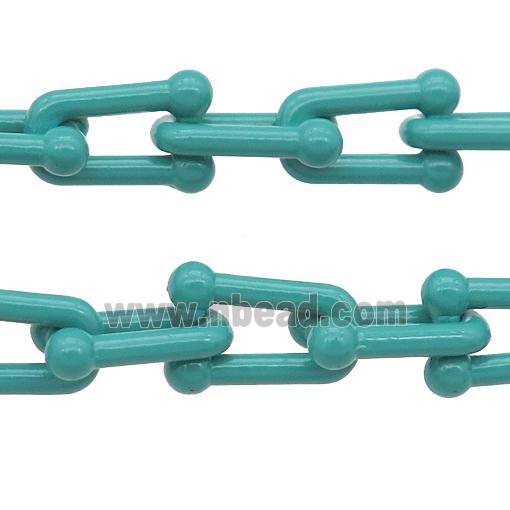 Alloy U-shape Chain with fire green lacquered