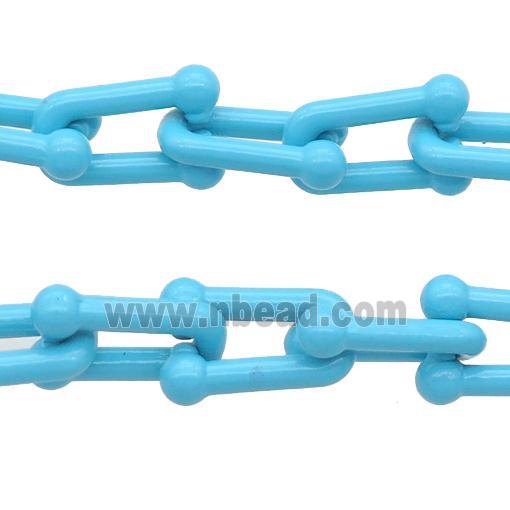 Alloy U-shape Chain with fire blue lacquered