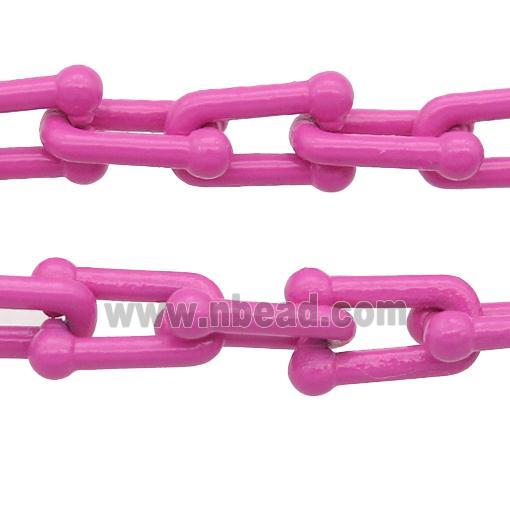 Alloy U-shape Chain with fire hotpink lacquered